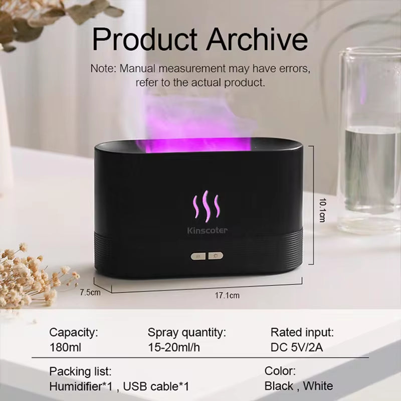 Aroma Diffuser Air Humidifier Ultrasonic Cool Mist Maker Fogger Led Essential Oil Flame Lamp Difusor