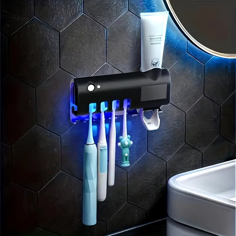 Smart Toothbrush Disinfector UV Free Punch Wall Mounted Toothbrush Holder Automatic Squeeze Toothpaste Dispenser