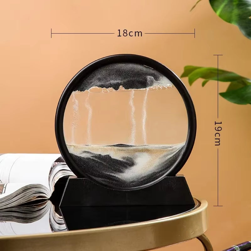 3D Hourglass Quicksand Moving Sand Art Picture round Glass Deep Sea Sandscape Craft Flowing Painting Office Home Decor Gift