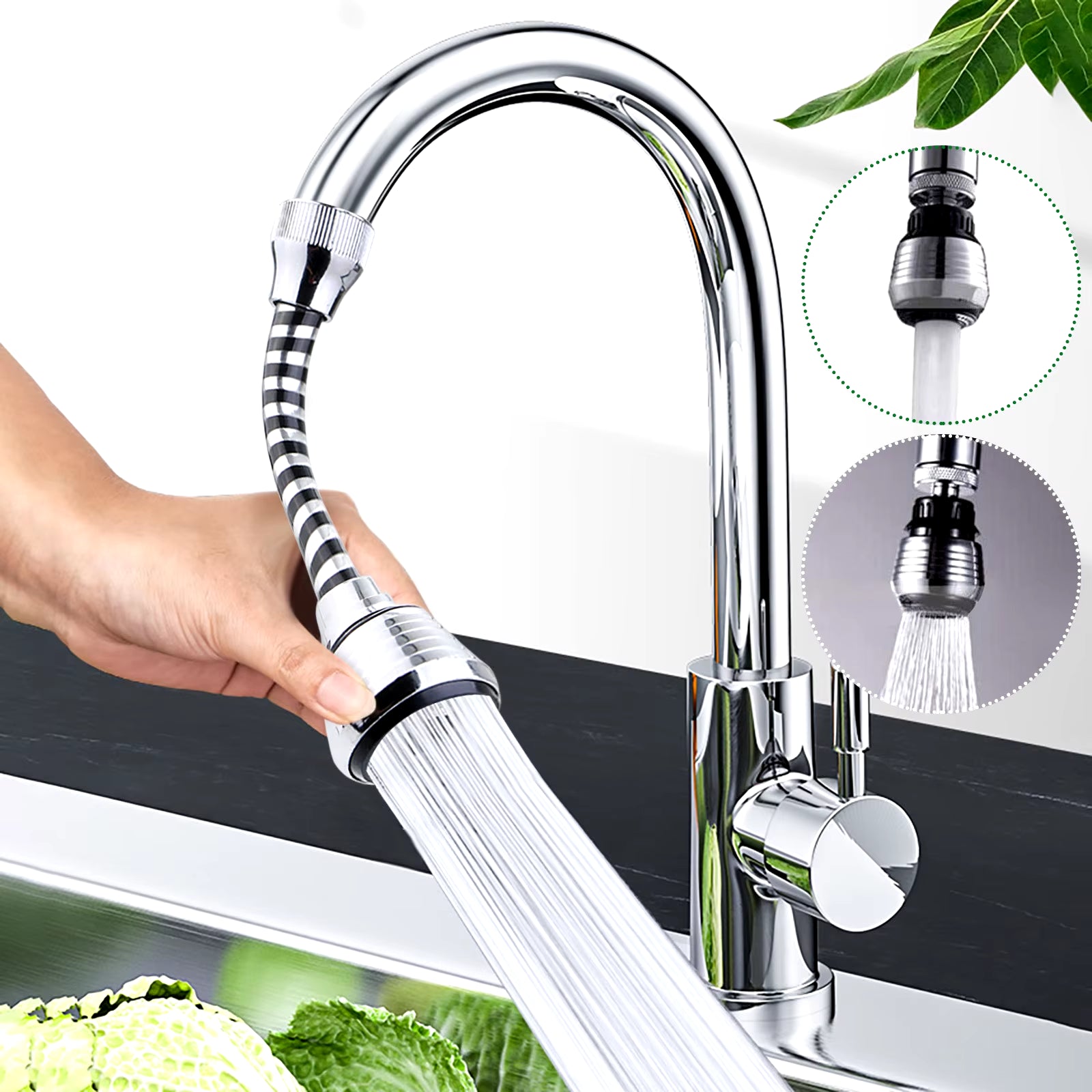 360 Degree Adjustment Faucet Extension Tube Water Saving Nozzle Filter Kitchen Water Tap Water Saving for Sink Faucet Bathroom