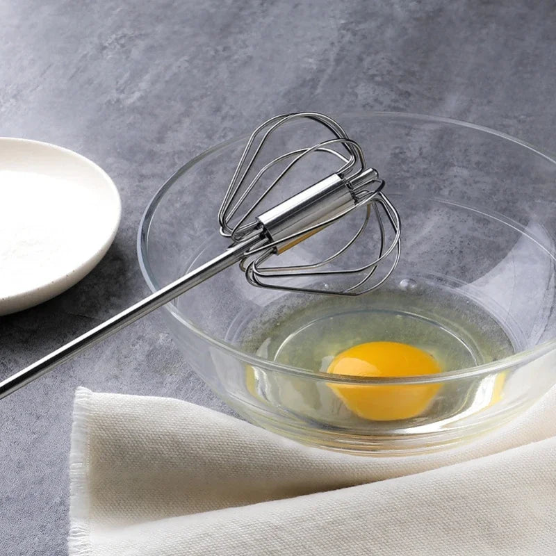 Hand Pressure Semi-Automatic Egg Beater Stainless Steel Kitchen Accessories Tools Self Turning Cream Utensils Whisk Manual Mixer