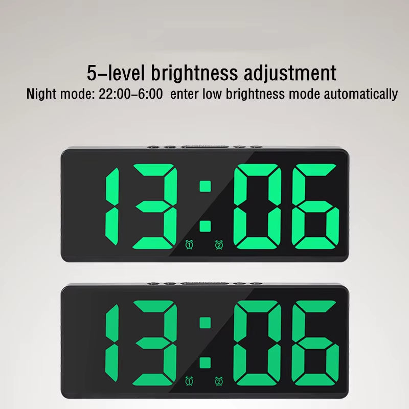 Digital Alarm Clock Voice Control Teperature Snooze Night Mode Desktop Table Clock 12/24H Anti-Disturb Funtion LED Clocks Watch