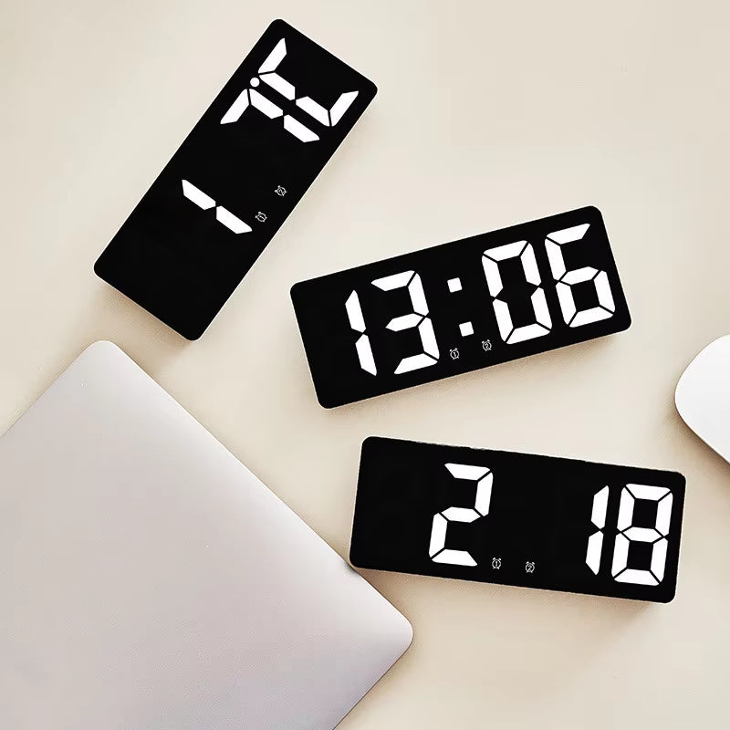 Digital Alarm Clock Voice Control Teperature Snooze Night Mode Desktop Table Clock 12/24H Anti-Disturb Funtion LED Clocks Watch