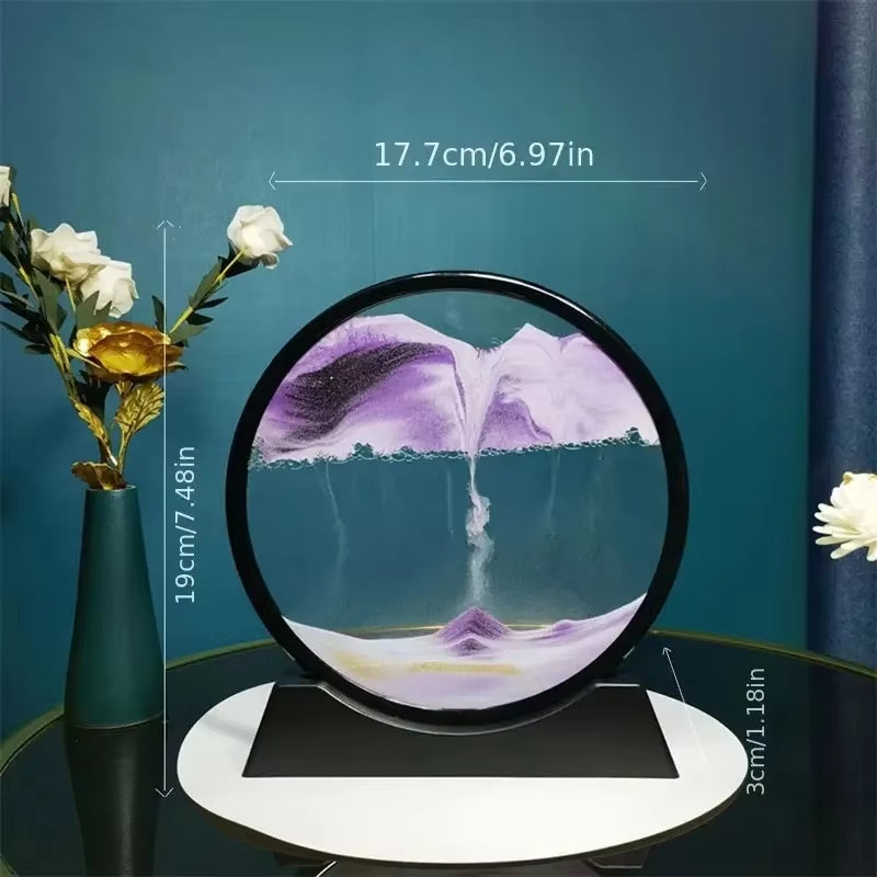 3D Hourglass Quicksand Moving Sand Art Picture round Glass Deep Sea Sandscape Craft Flowing Painting Office Home Decor Gift