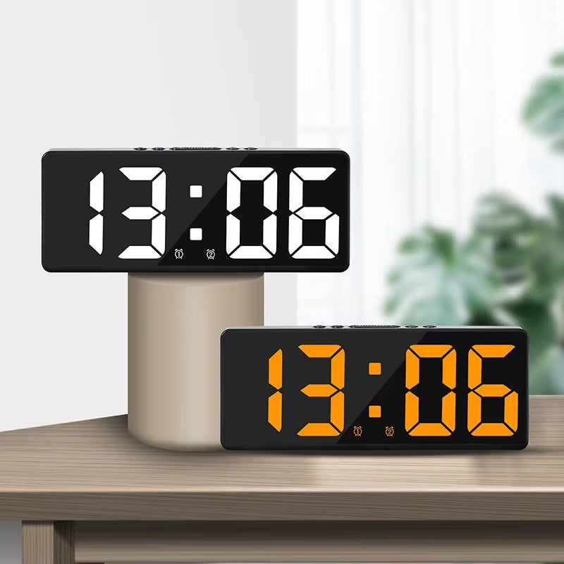 Digital Alarm Clock Voice Control Teperature Snooze Night Mode Desktop Table Clock 12/24H Anti-Disturb Funtion LED Clocks Watch