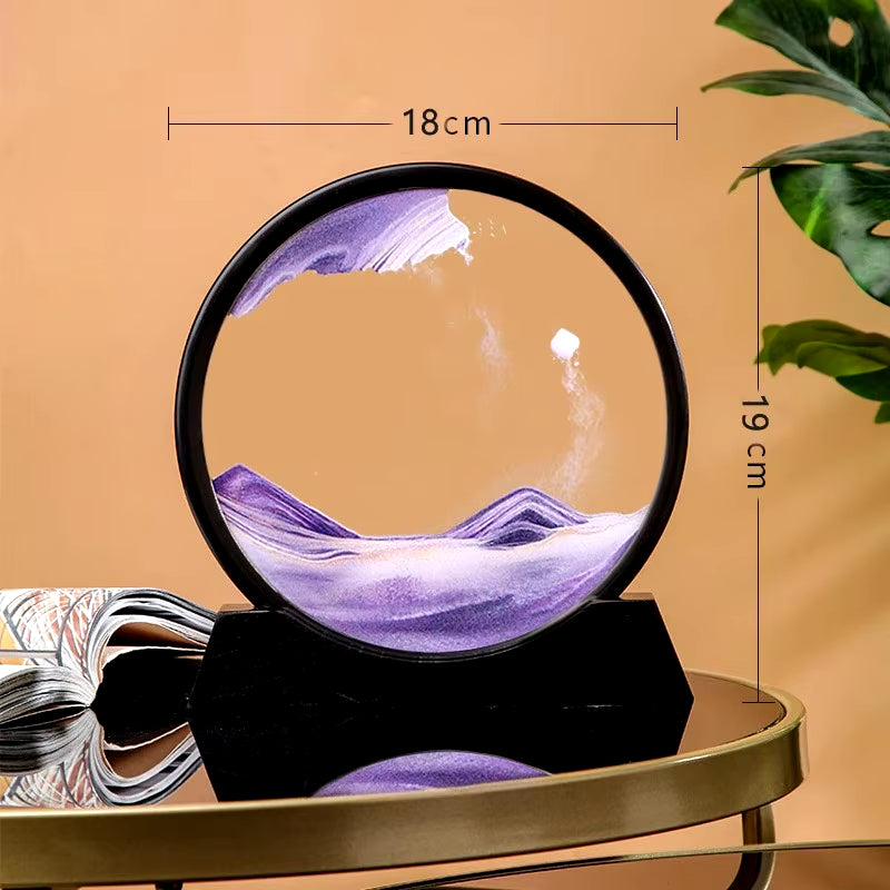 3D Hourglass Quicksand Moving Sand Art Picture round Glass Deep Sea Sandscape Craft Flowing Painting Office Home Decor Gift