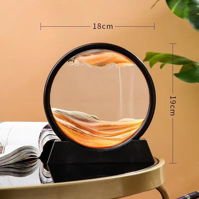 3D Hourglass Quicksand Moving Sand Art Picture round Glass Deep Sea Sandscape Craft Flowing Painting Office Home Decor Gift