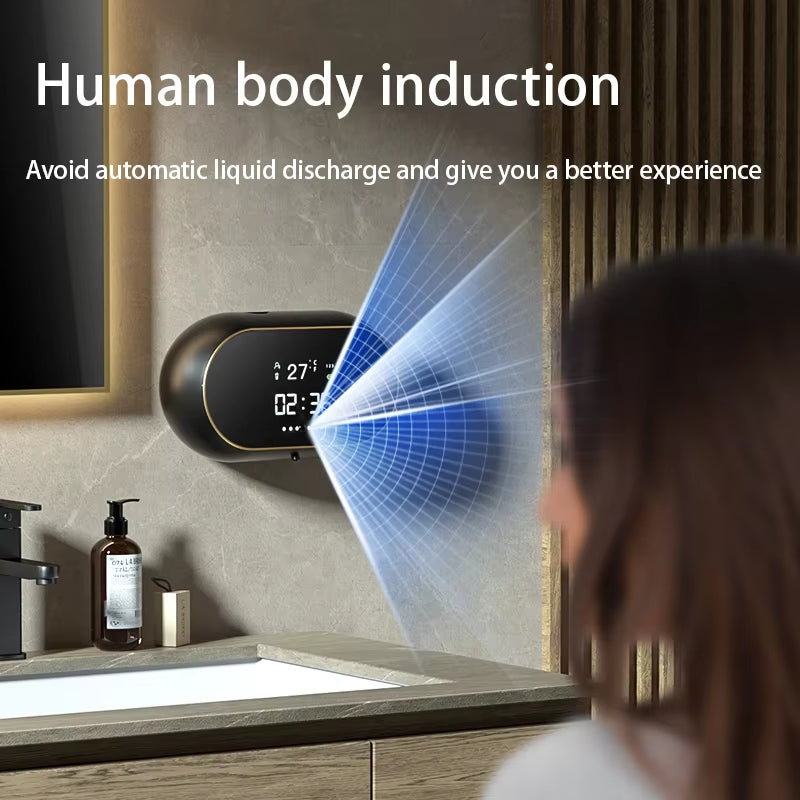 Creative Liquid Foam Soap Dispensers Time Temperature Display Human Body Induction Hand Wash Waterproof Automatic Soap Dispenser